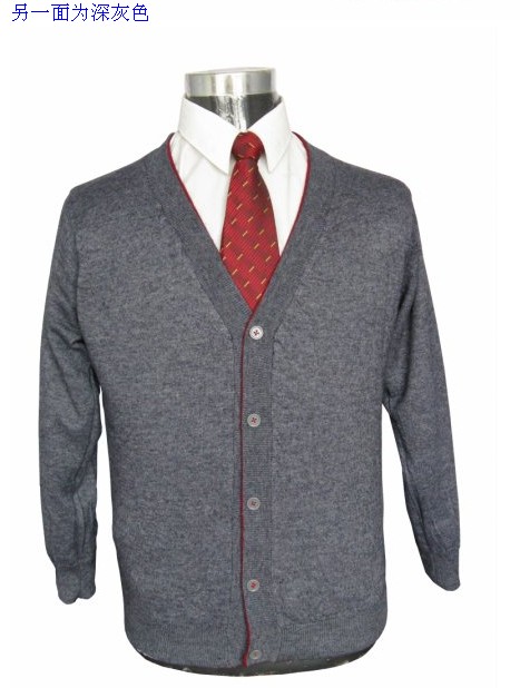 正品 羊绒衫中老年款男式 双层双面加厚灰色红色(老人的最佳礼物1.JPG