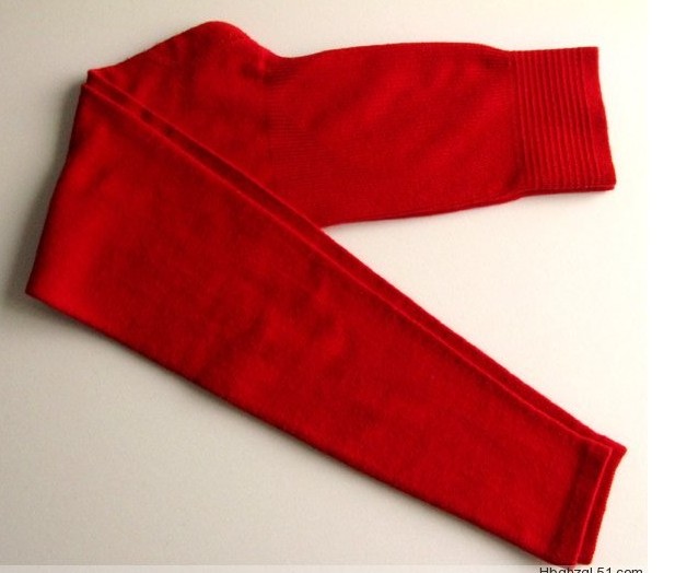 商场正品 高支精纺 女士薄款无缝收腹羊绒裤打底裤 可贴身穿红.JPG